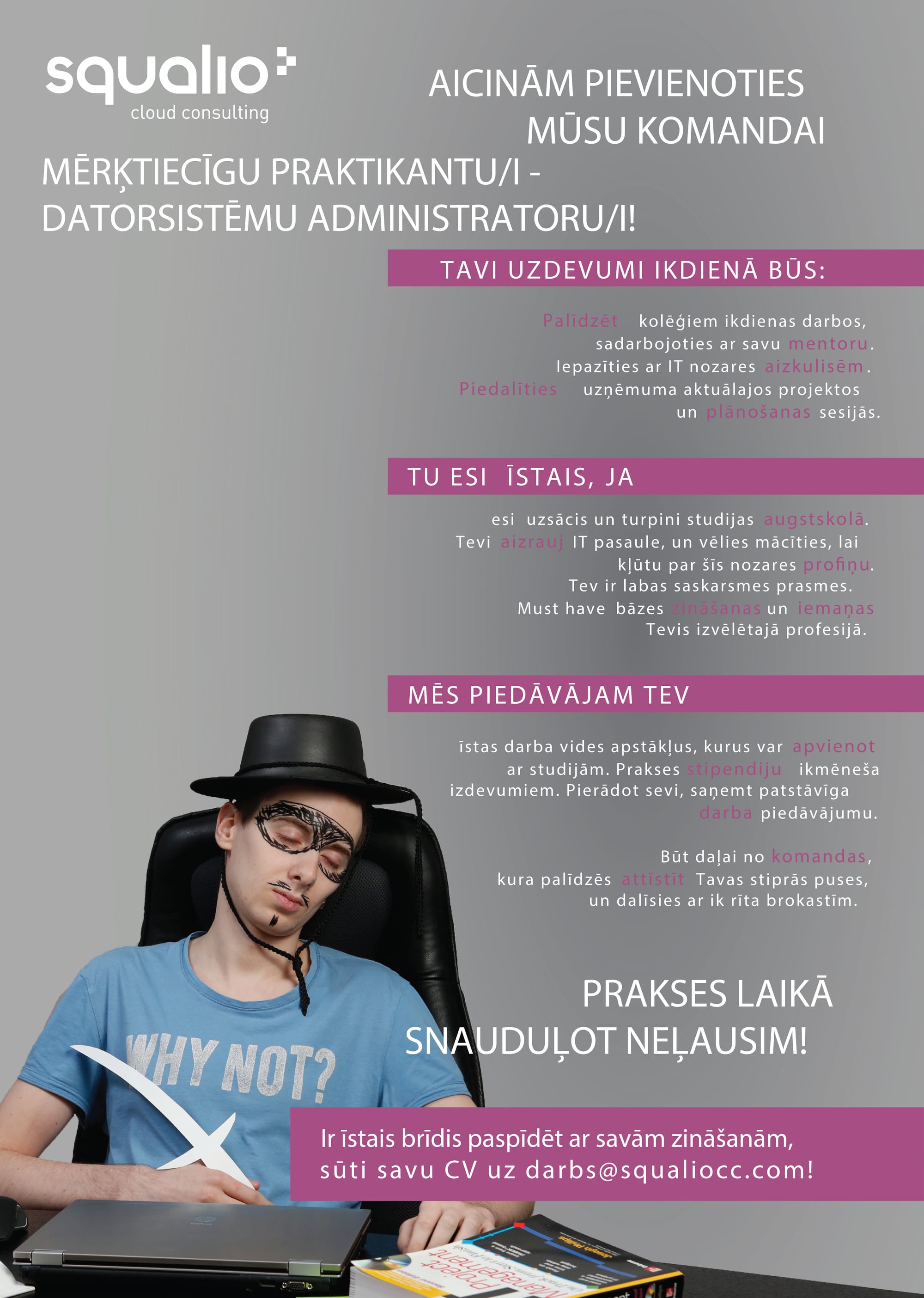 "SQUALIO cloud consulting" meklē praktikantu!