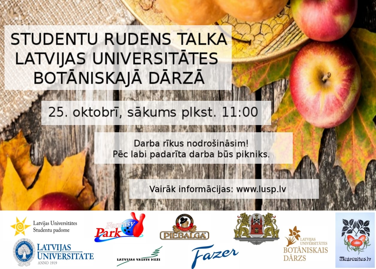 Studentu Rudens talka LU Botāniskajā dārzā