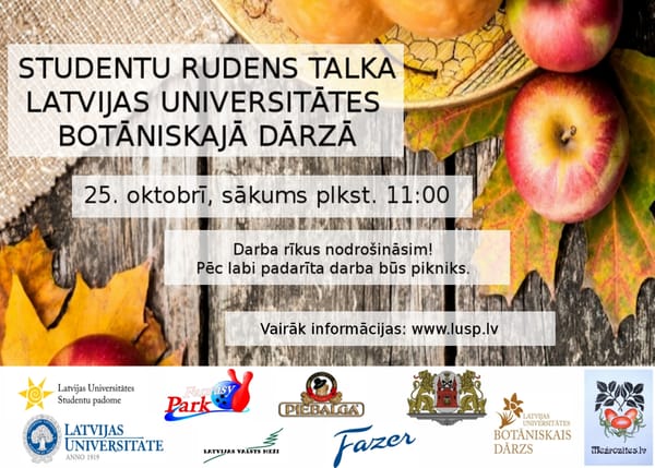 Studentu Rudens talka LU Botāniskajā dārzā
